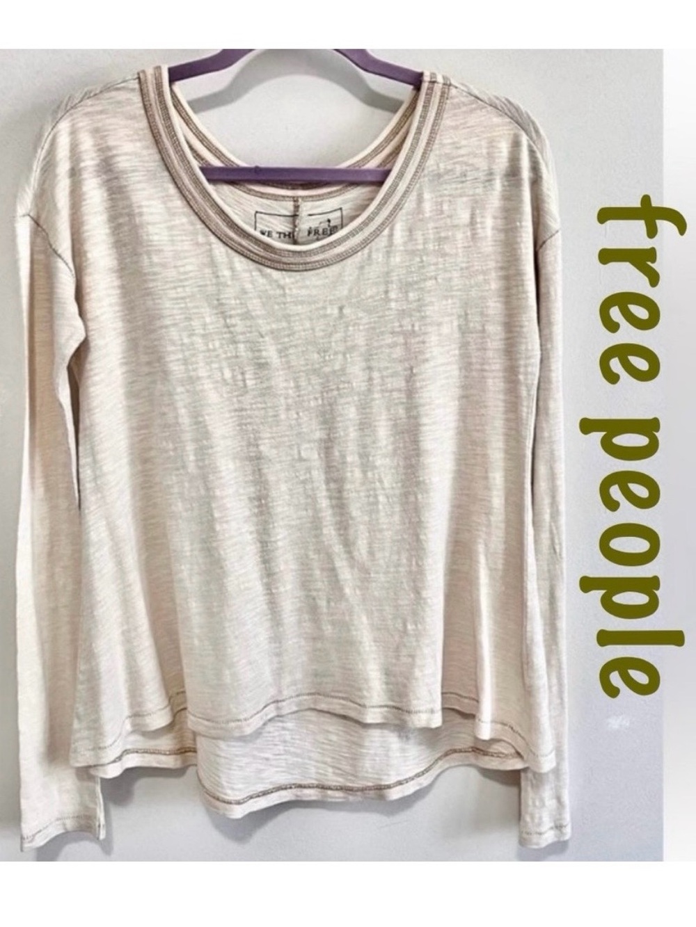 WE THE FREE Knit Top - Oversized Shirt Contrast Stitching - Free People